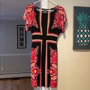 Black and hot pink patterned dress